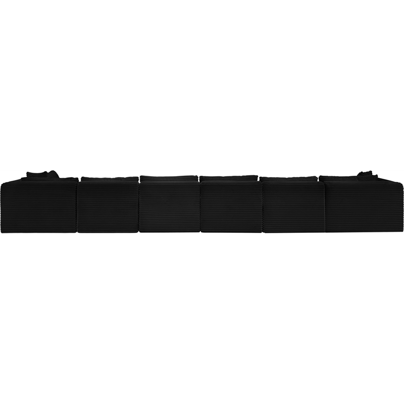 Meridian Furniture 7-Piece Black Corduroy Performance Fabric Modular Sectional