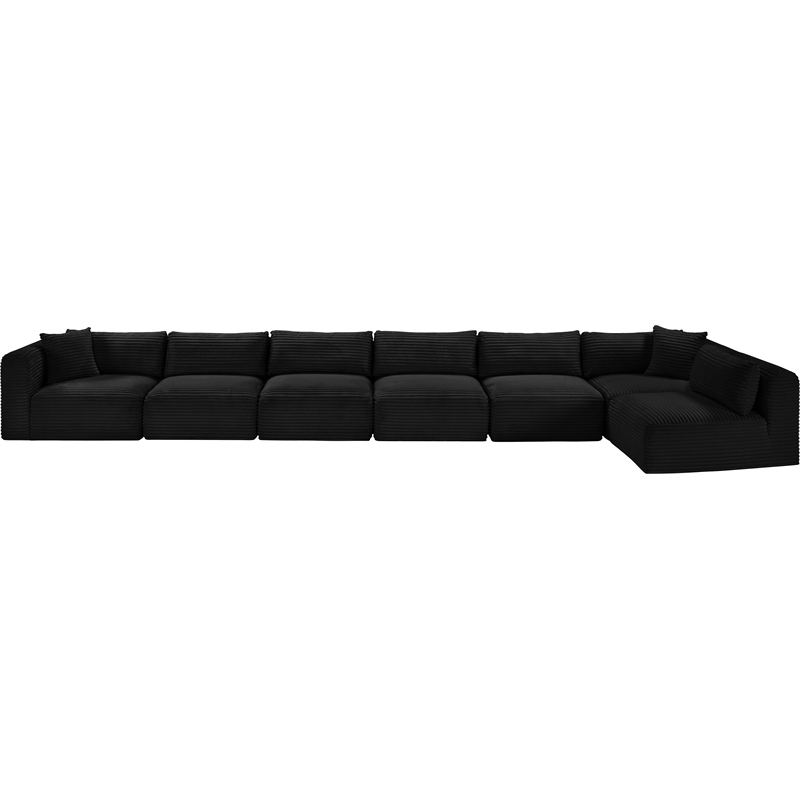 Meridian Furniture 7-Piece Black Corduroy Performance Fabric Modular Sectional