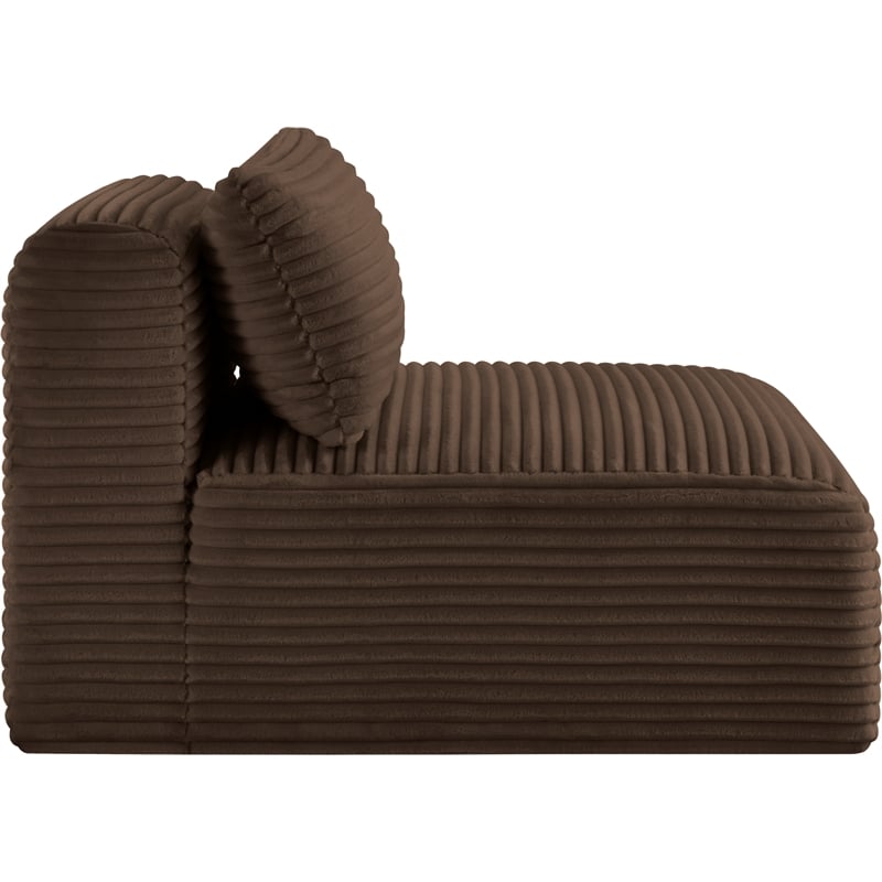 Meridian Furniture Shaggy Brown Corduroy Performance Fabric Armless Chair