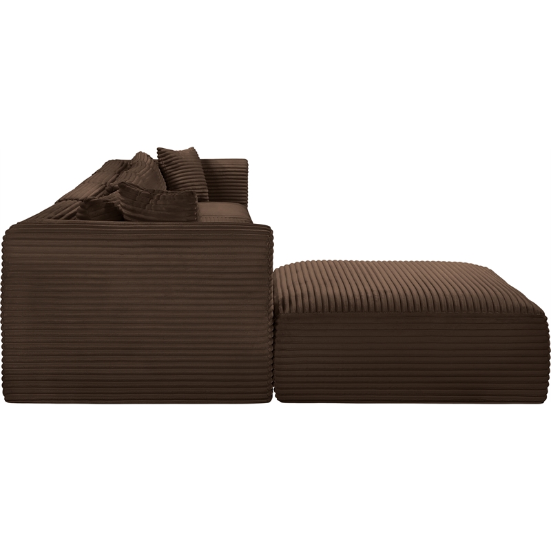 Meridian Furniture 5-Piece Brown Corduroy Performance Fabric Modular Sectional