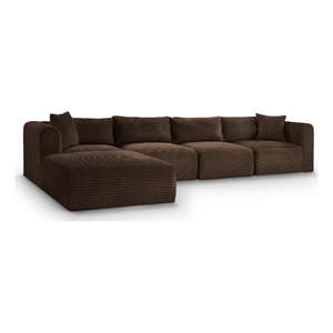 Meridian Furniture 5-Piece Brown Corduroy Performance Fabric Modular Sectional