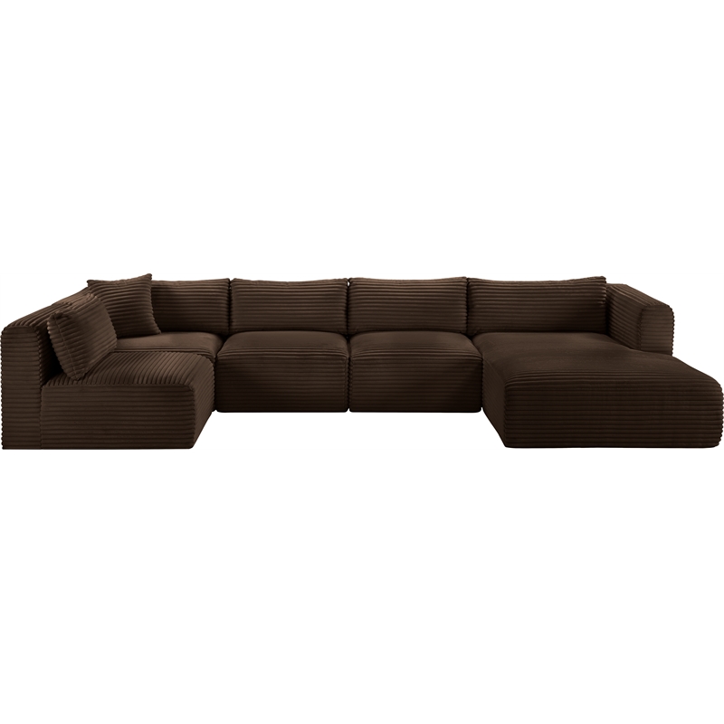 Meridian Furniture 5-Piece Brown Corduroy Performance Fabric Modular Sectional