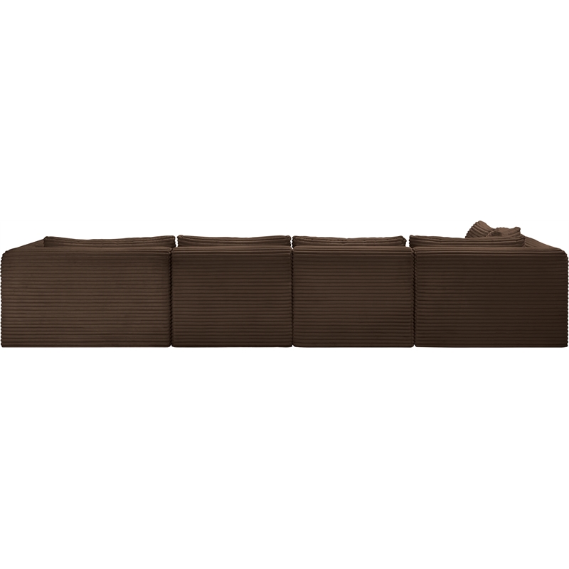 Meridian Furniture 5-Piece Brown Corduroy Performance Fabric Modular Sectional