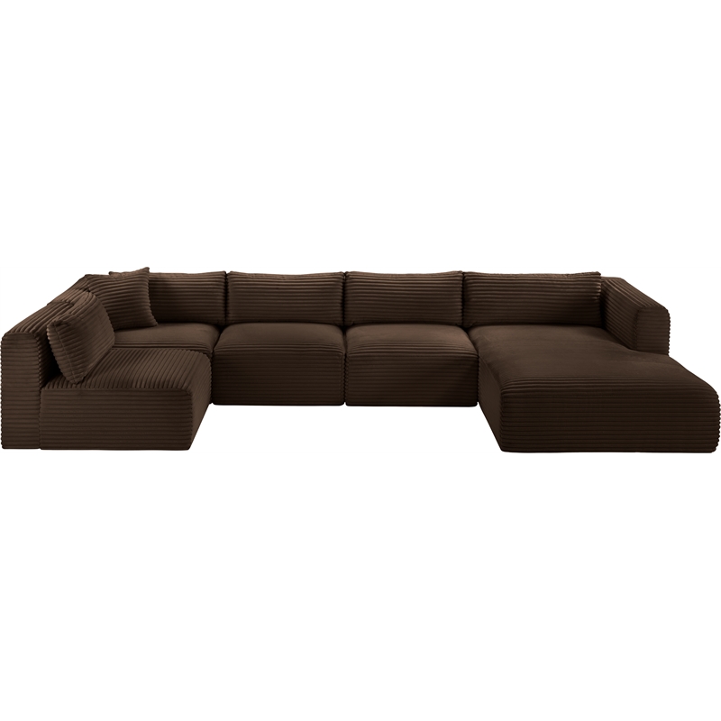 Meridian Furniture 5-Piece Brown Corduroy Performance Fabric Modular Sectional