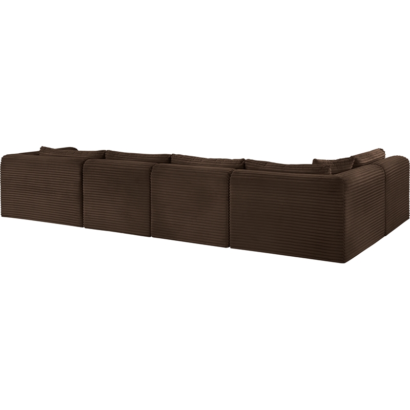 Meridian Furniture 5-Piece Brown Corduroy Performance Fabric Modular Sectional