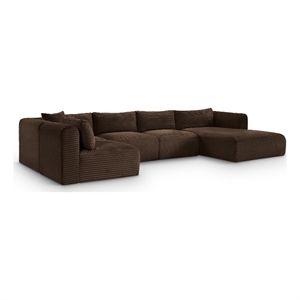 Meridian Furniture 5-Piece Brown Corduroy Performance Fabric Modular Sectional