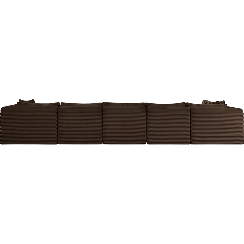 Meridian Furniture 6-Piece Brown Corduroy Performance Fabric Modular Sectional