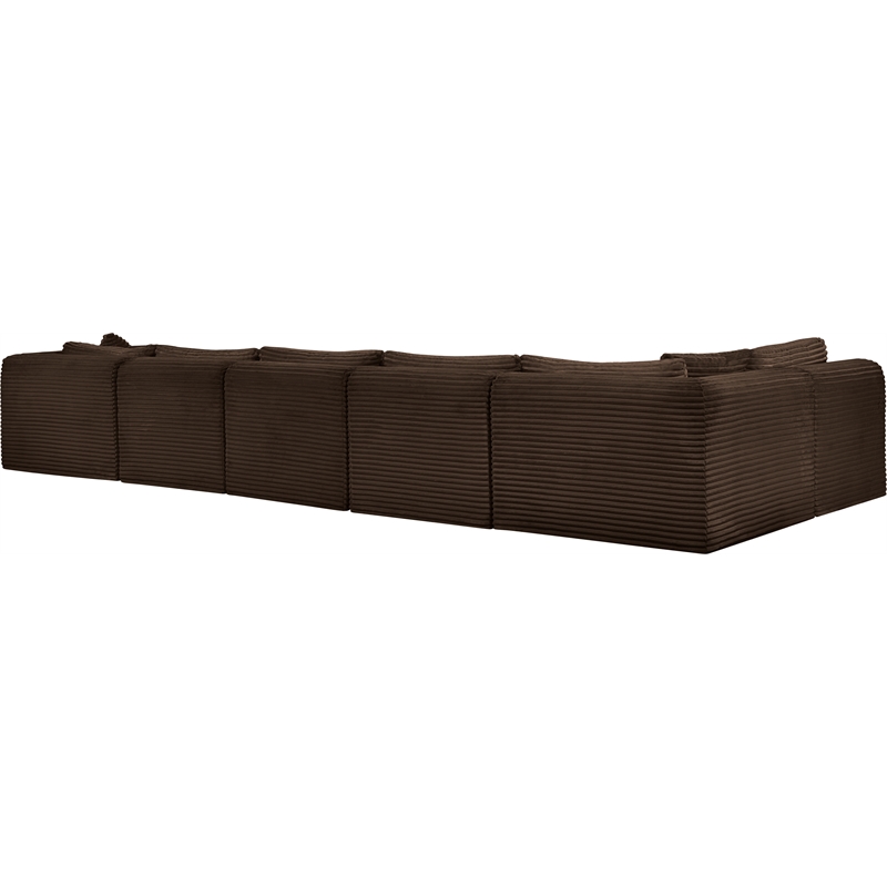 Meridian Furniture 6-Piece Brown Corduroy Performance Fabric Modular Sectional