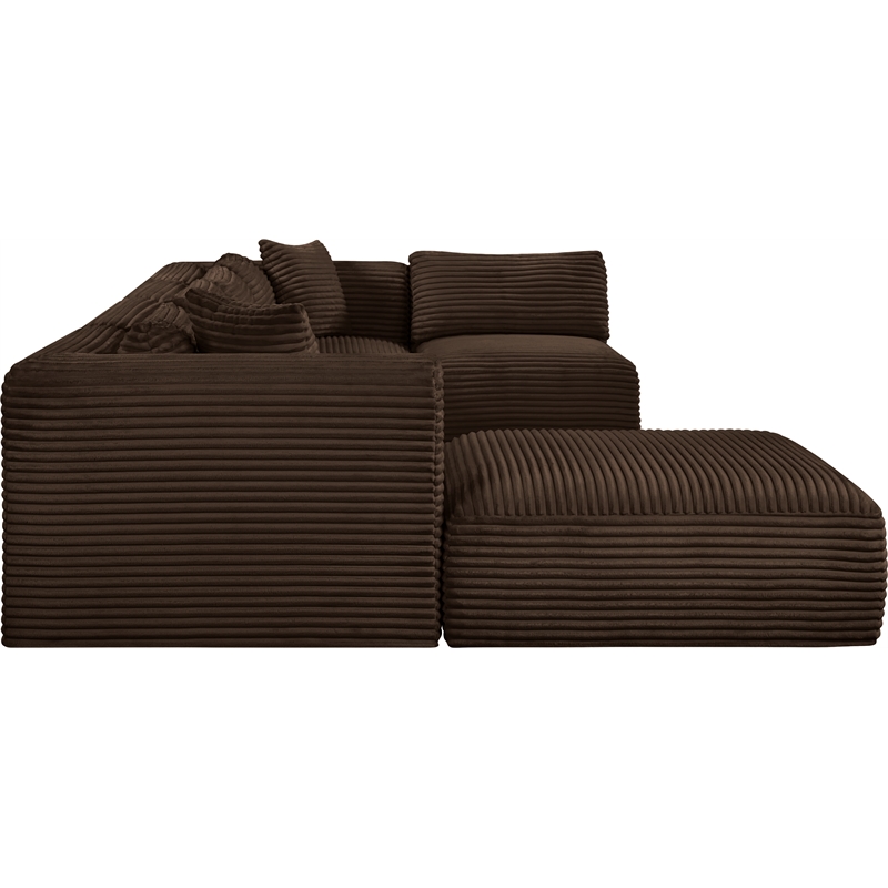Meridian Furniture 6-Piece Brown Corduroy Performance Fabric Modular Sectional