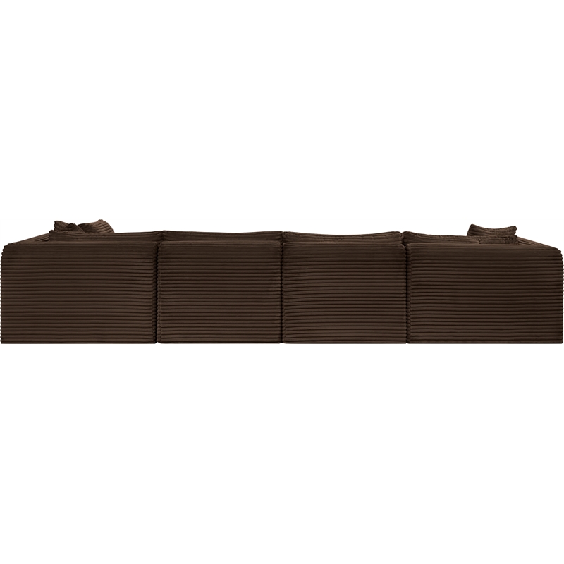 Meridian Furniture 6-Piece Brown Corduroy Performance Fabric Modular Sectional