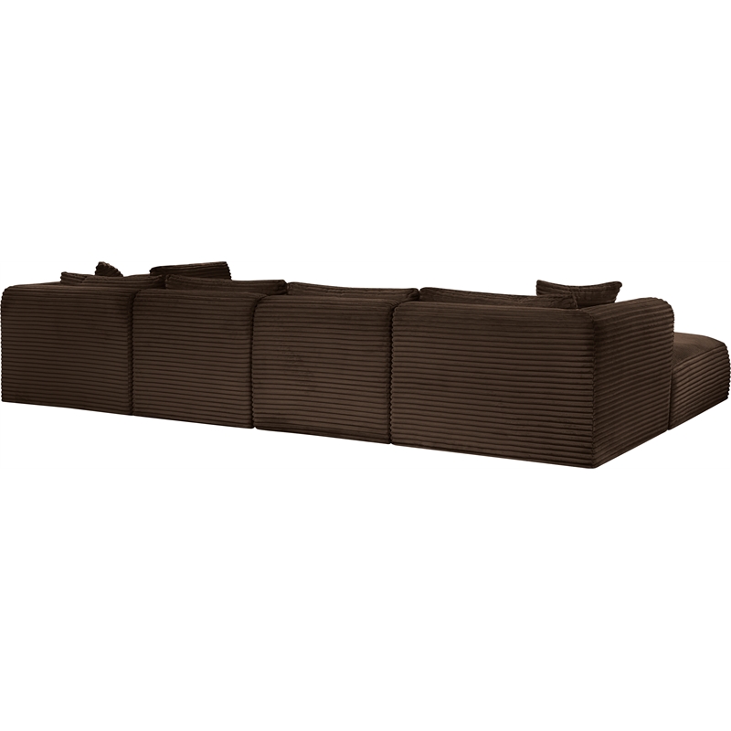 Meridian Furniture 6-Piece Brown Corduroy Performance Fabric Modular Sectional
