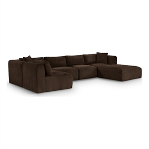 Meridian Furniture 6-Piece Brown Corduroy Performance Fabric Modular Sectional