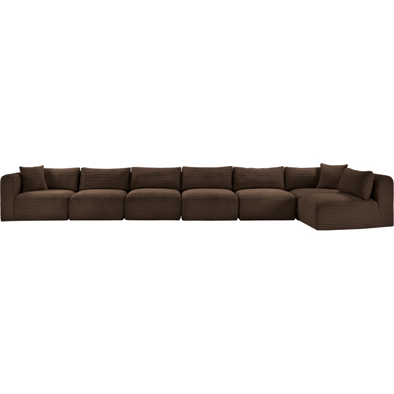 Meridian Furniture 7-Piece Brown Corduroy Performance Fabric Modular Sectional