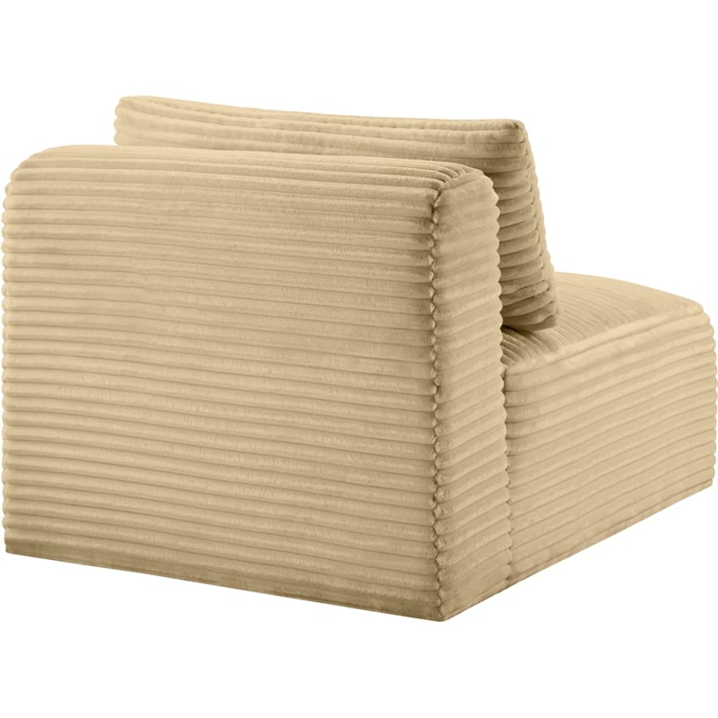 Meridian Furniture Shaggy Camel Corduroy Performance Fabric Armless Chair