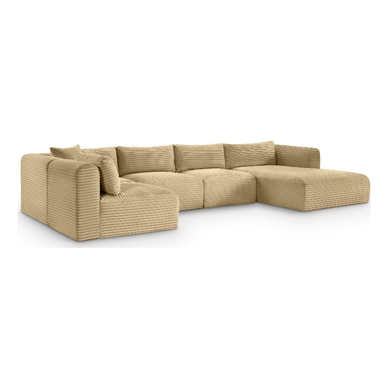 Meridian Furniture 5-Piece Camel Corduroy Performance Fabric Modular Sectional