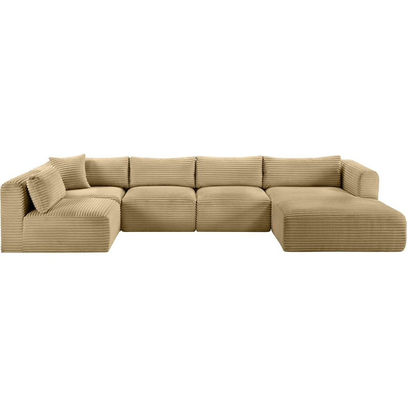 Meridian Furniture 5-Piece Camel Corduroy Performance Fabric Modular Sectional