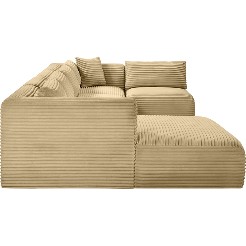 Meridian Furniture 5-Piece Camel Corduroy Performance Fabric Modular Sectional