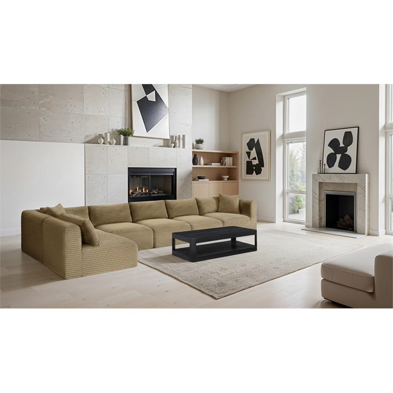 Meridian Furniture 6-Piece Camel Corduroy Performance Fabric Modular Sectional