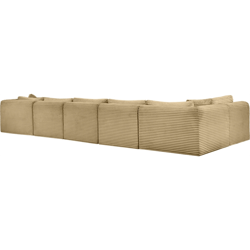 Meridian Furniture 6-Piece Camel Corduroy Performance Fabric Modular Sectional