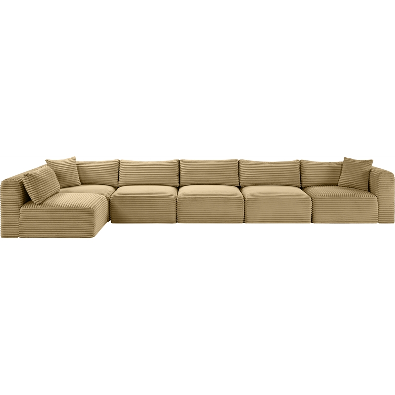 Meridian Furniture 6-Piece Camel Corduroy Performance Fabric Modular Sectional