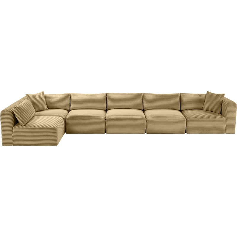 Meridian Furniture 6-Piece Camel Corduroy Performance Fabric Modular Sectional