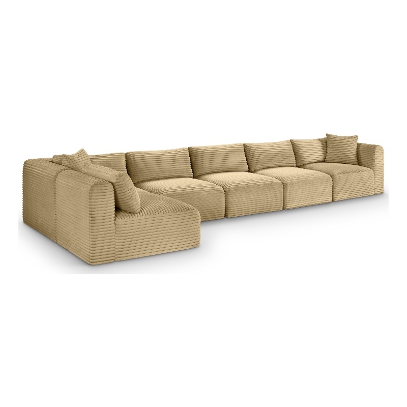 Meridian Furniture 6-Piece Camel Corduroy Performance Fabric Modular Sectional