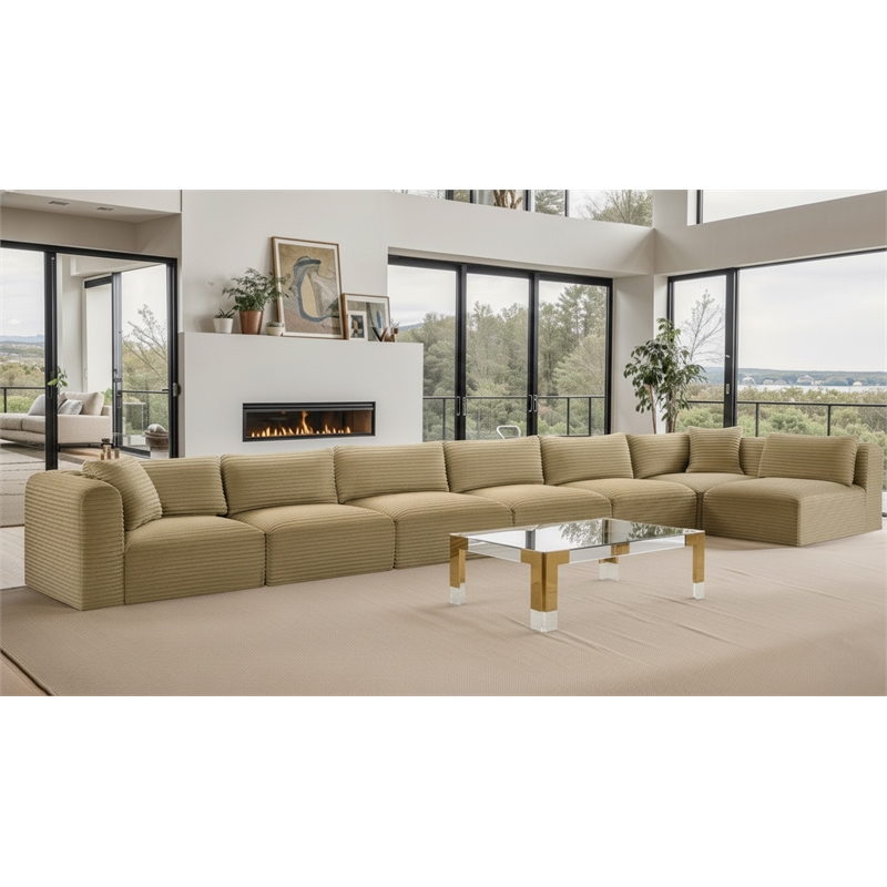 Meridian Furniture 7-Piece Camel Corduroy Performance Fabric Modular Sectional