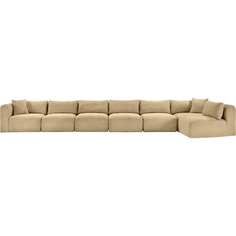 Meridian Furniture 7-Piece Camel Corduroy Performance Fabric Modular Sectional