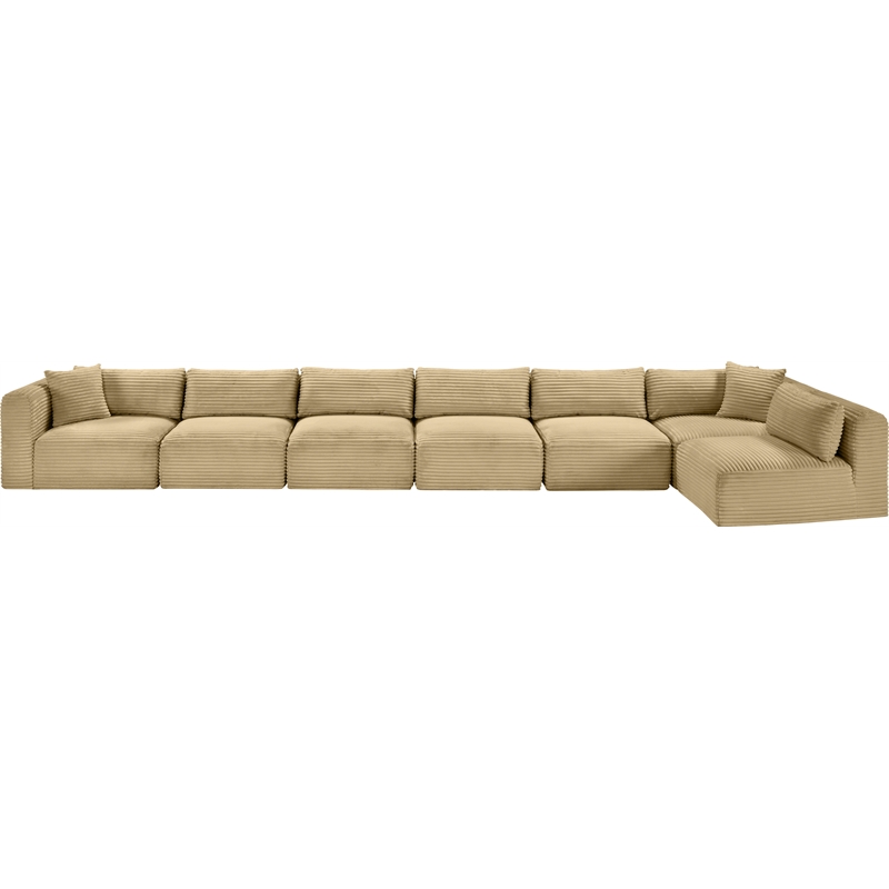 Meridian Furniture 7-Piece Camel Corduroy Performance Fabric Modular Sectional