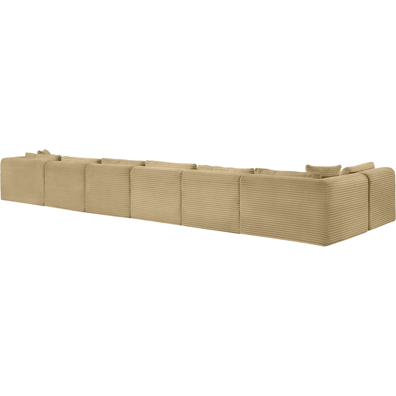 Meridian Furniture 7-Piece Camel Corduroy Performance Fabric Modular Sectional