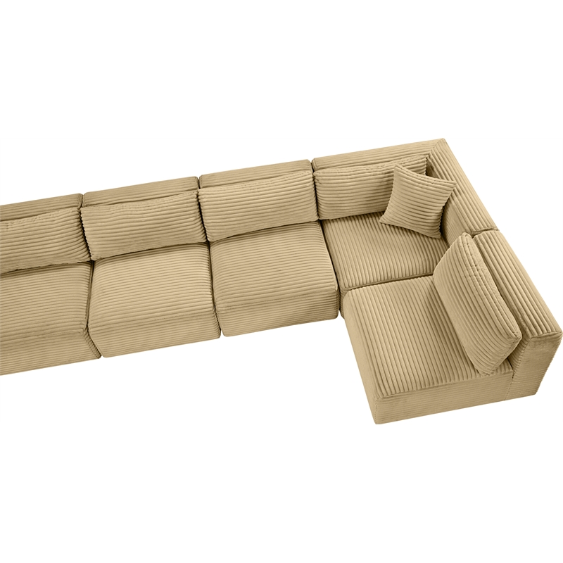 Meridian Furniture 7-Piece Camel Corduroy Performance Fabric Modular Sectional