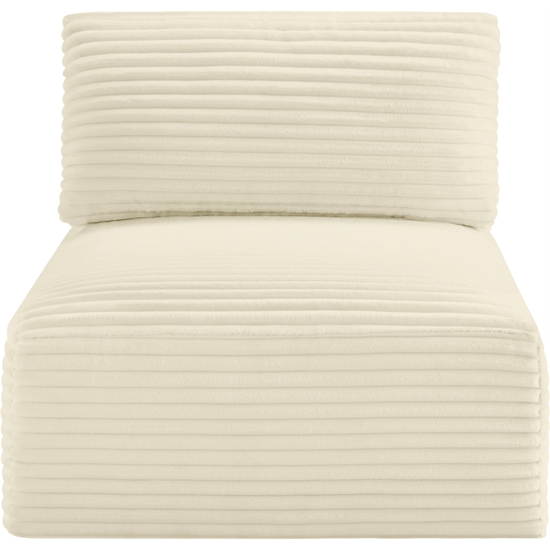 Meridian Furniture Shaggy Cream Corduroy Performance Fabric Armless Chair