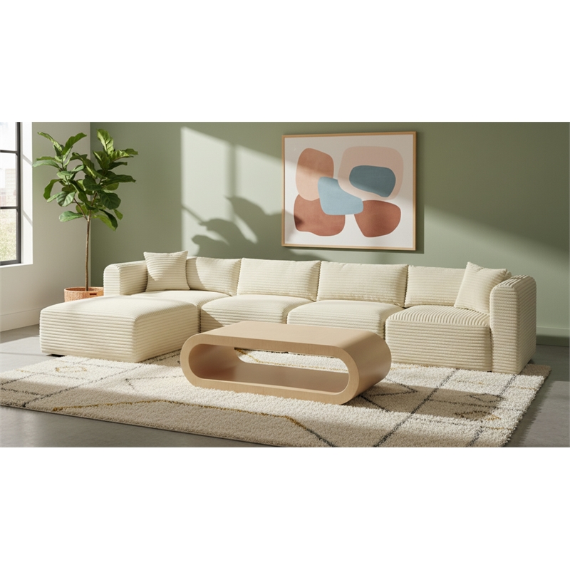 Meridian Furniture 5-Piece Cream Corduroy Performance Fabric Modular Sectional