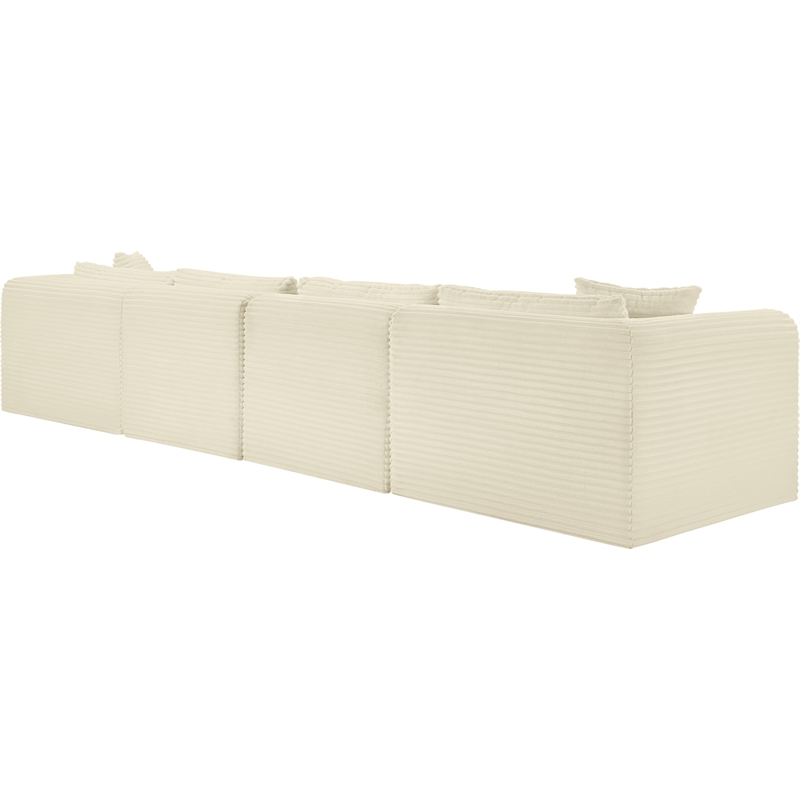 Meridian Furniture 5-Piece Cream Corduroy Performance Fabric Modular Sectional