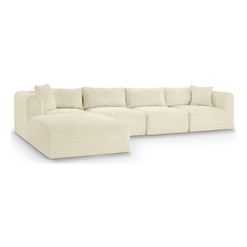 Meridian Furniture 5-Piece Cream Corduroy Performance Fabric Modular Sectional