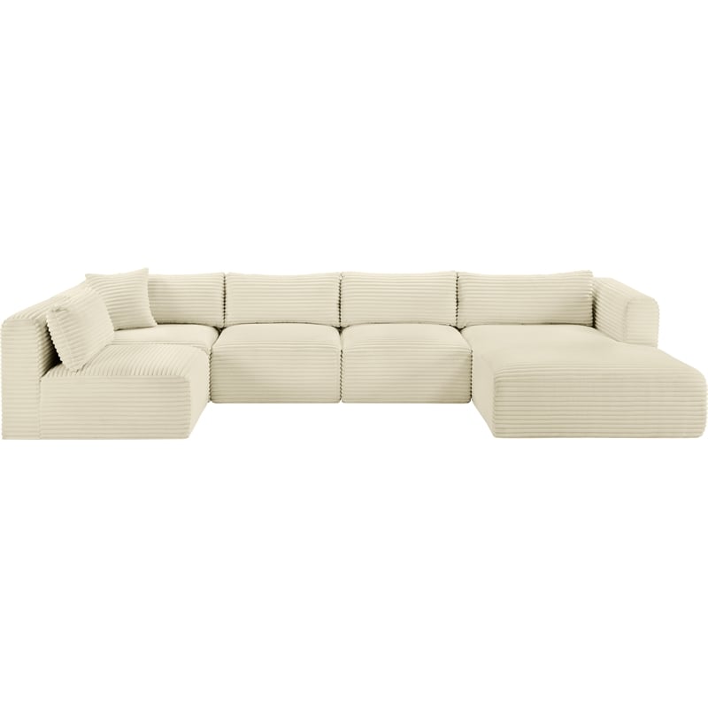 Meridian Furniture 5-Piece Cream Corduroy Performance Fabric Modular Sectional