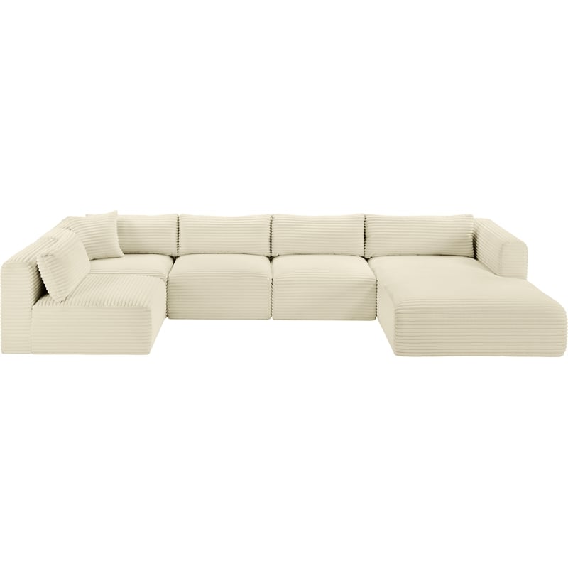 Meridian Furniture 5-Piece Cream Corduroy Performance Fabric Modular Sectional