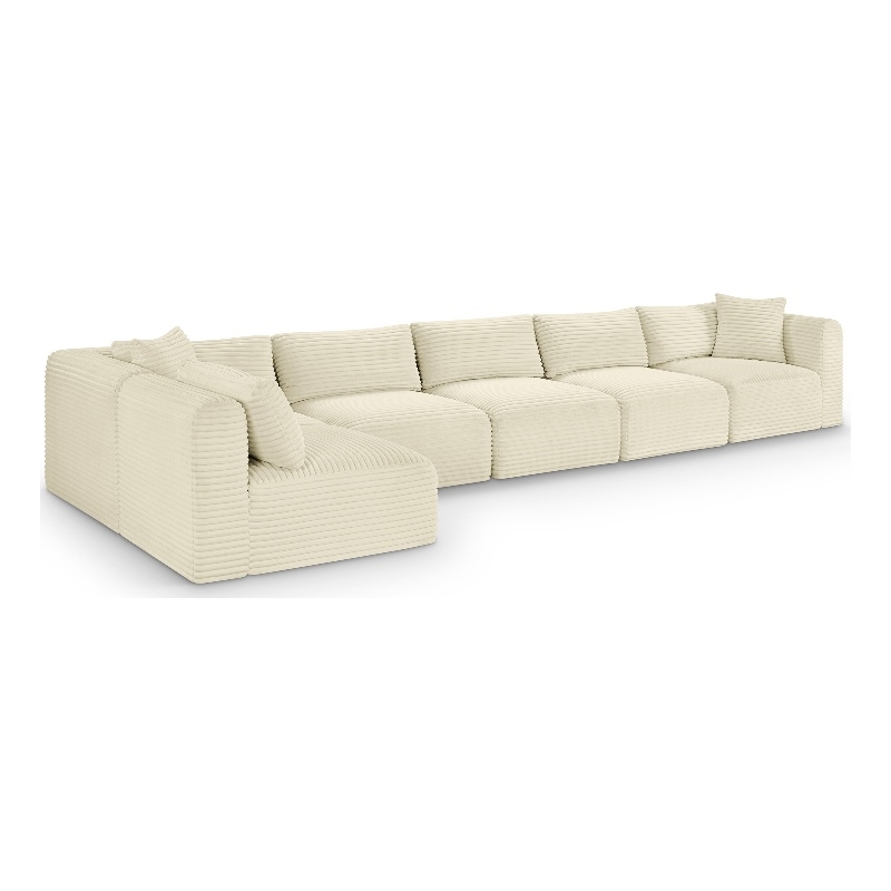 Meridian Furniture 6-Piece Cream Corduroy Performance Fabric Modular Sectional