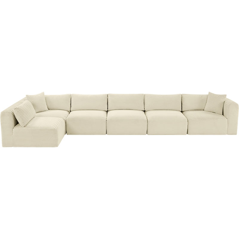 Meridian Furniture 6-Piece Cream Corduroy Performance Fabric Modular Sectional
