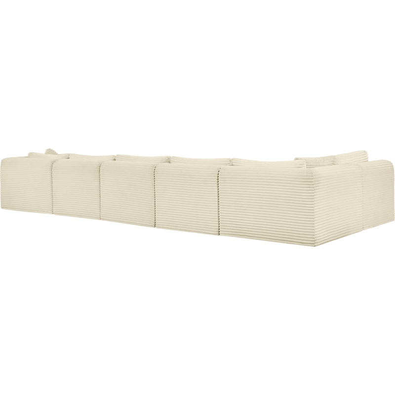 Meridian Furniture 6-Piece Cream Corduroy Performance Fabric Modular Sectional
