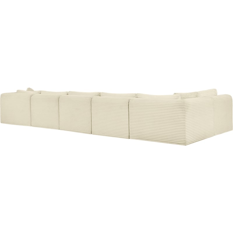 Meridian Furniture 6-Piece Cream Corduroy Performance Fabric Modular Sectional