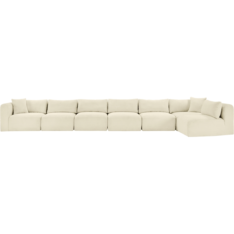Meridian Furniture 7-Piece Cream Corduroy Performance Fabric Modular Sectional