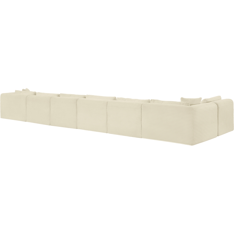 Meridian Furniture 7-Piece Cream Corduroy Performance Fabric Modular Sectional