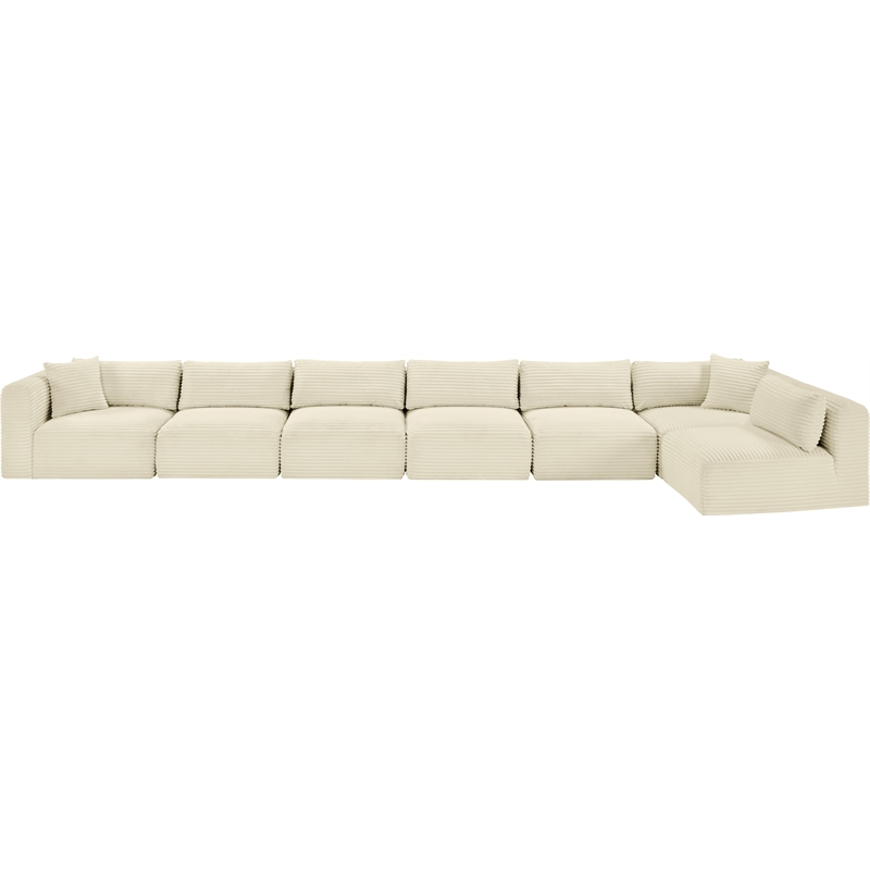 Meridian Furniture 7-Piece Cream Corduroy Performance Fabric Modular Sectional