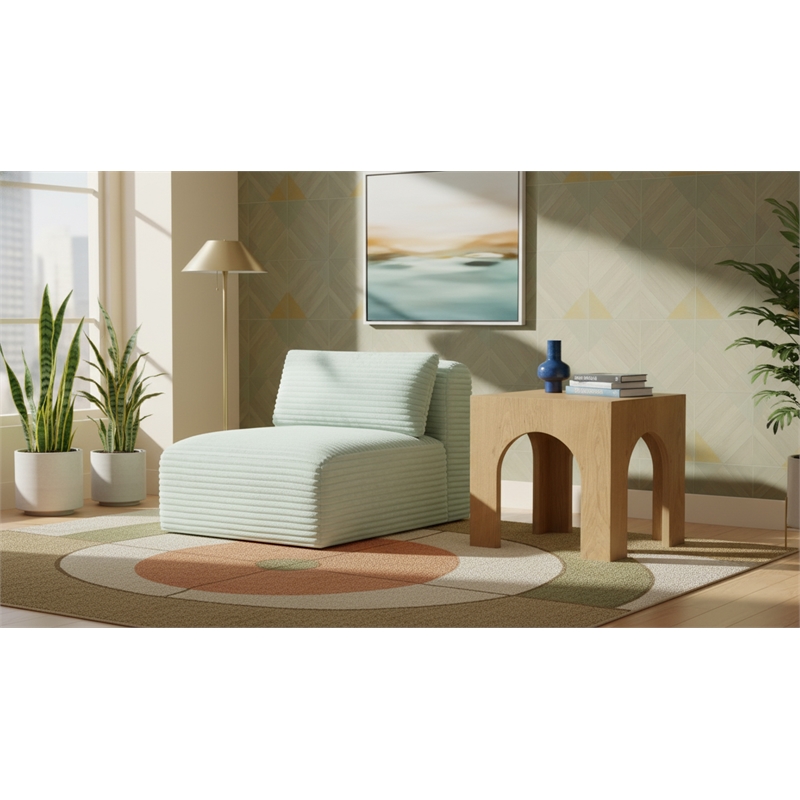 Meridian Furniture Shaggy Mint Corduroy Performance Fabric Armless Chair
