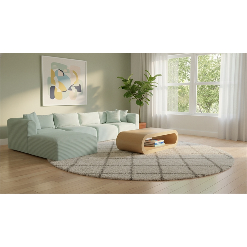Meridian Furniture 5-Piece Mint Corduroy Performance Fabric Modular Sectional