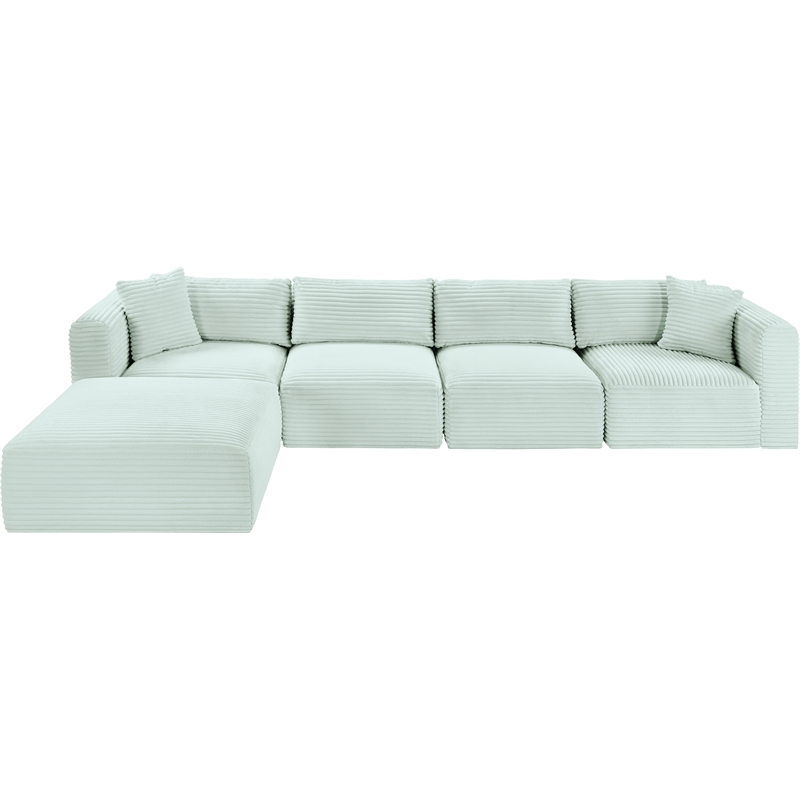 Meridian Furniture 5-Piece Mint Corduroy Performance Fabric Modular Sectional