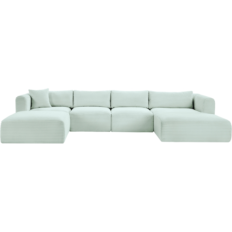 Meridian Furniture 5-Piece Mint Corduroy Performance Fabric Modular Sectional