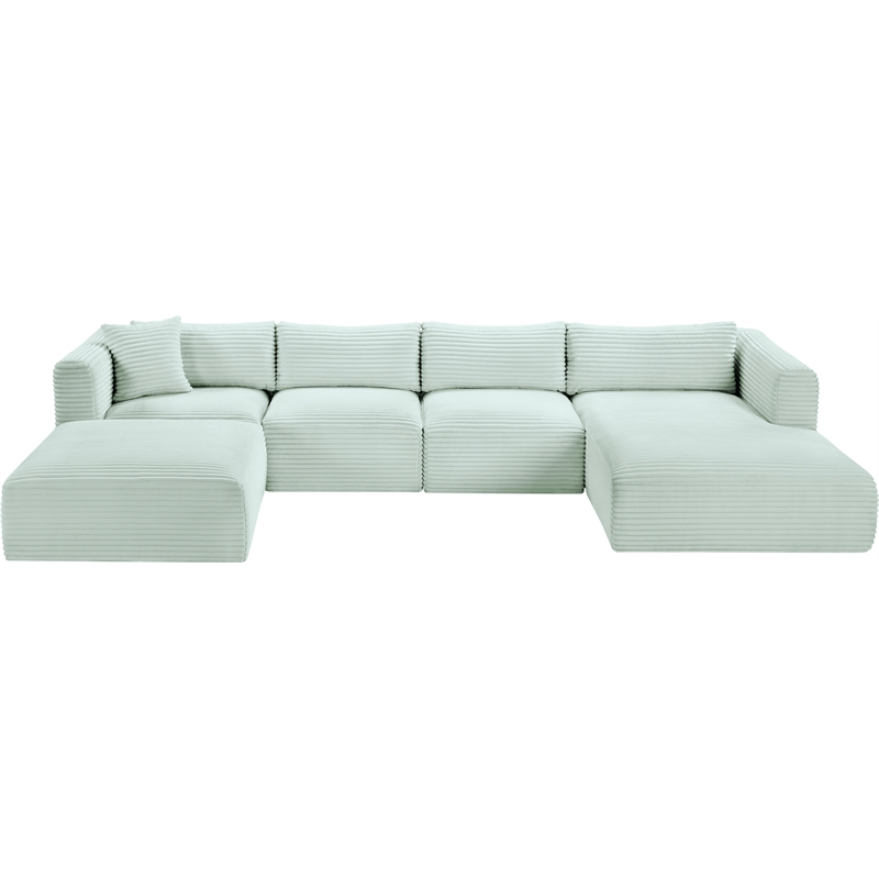 Meridian Furniture 5-Piece Mint Corduroy Performance Fabric Modular Sectional