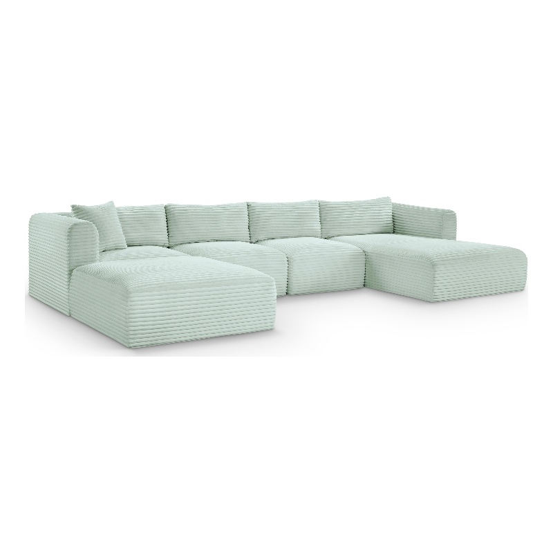 Meridian Furniture 5-Piece Mint Corduroy Performance Fabric Modular Sectional